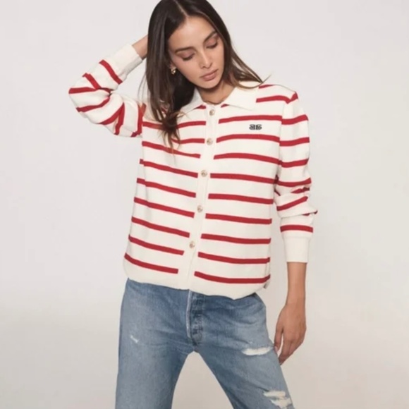 EllandEmm - Striped Red and White Cardigan - Picture 1 of 6